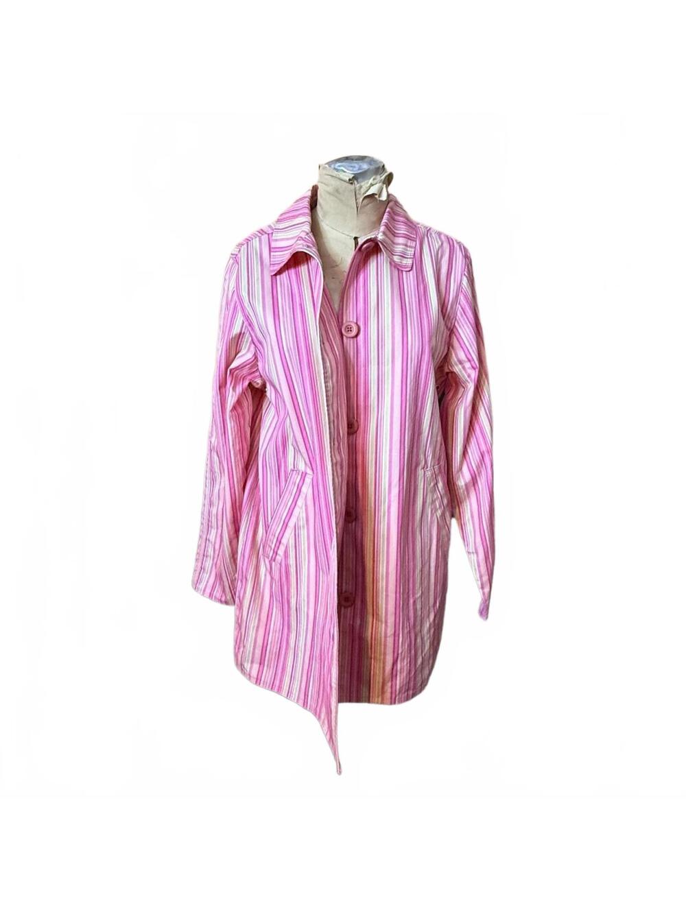 L.L.Bean Pink and White Striped Lightweight Jacket